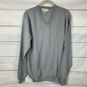 Pronto-Uomo Sweater Pullover Merino Wool XLT XL Tall gray V-neck Knit